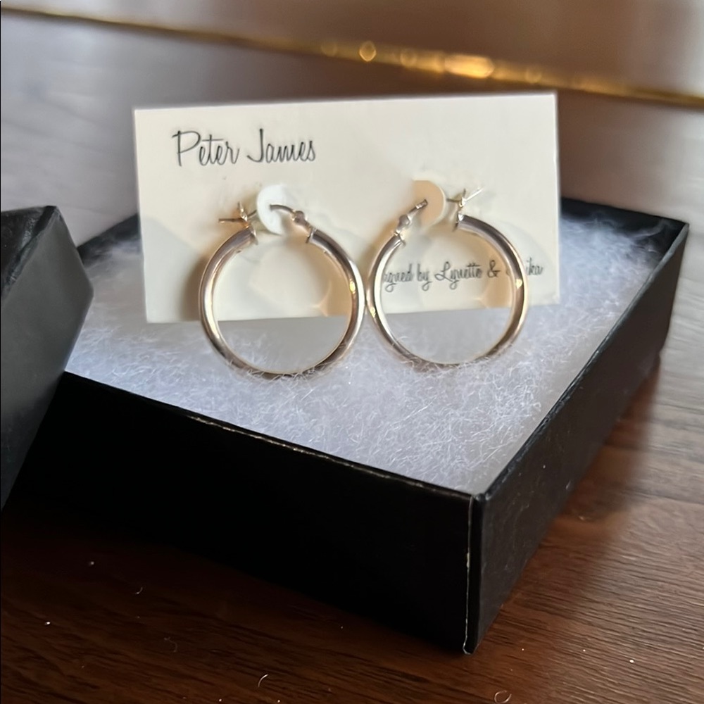 Silver Hoop Earrings 1” diameterr